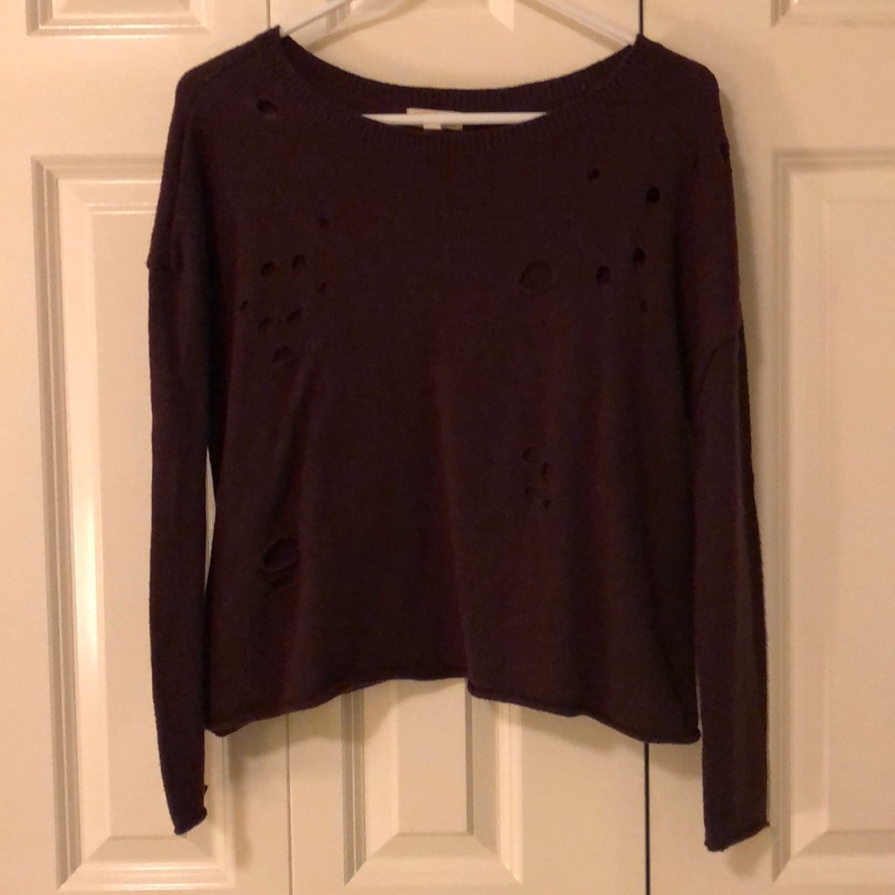 Distressed Maroon Sweater-Top